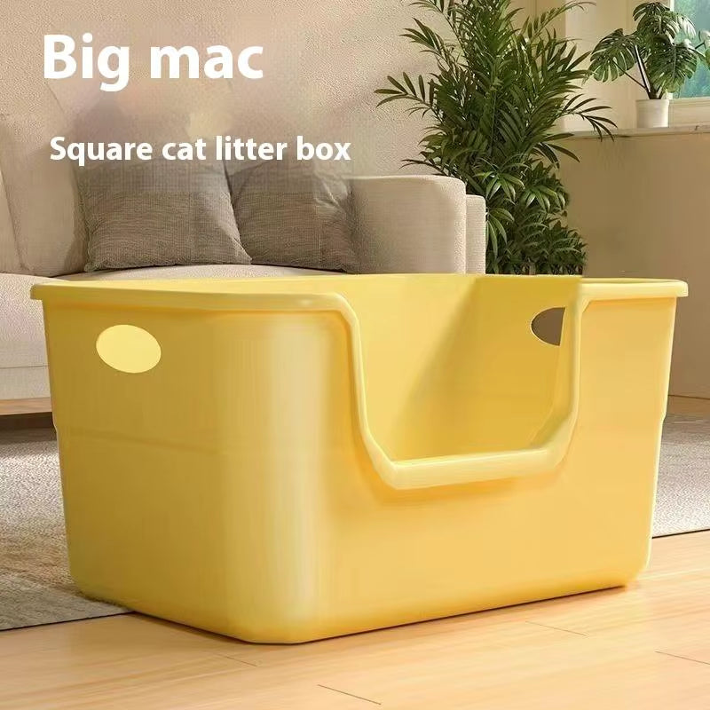 Open-Top Cat Potty Cat Garbage Odor-Resistant Bin Large Capacity Large Size Semi Enclosed Anti-Spla Cat Toilet Pet Supplies