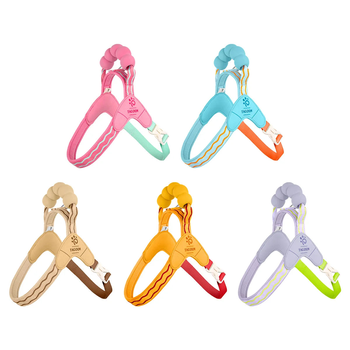 Breathable Soft Mesh Dog Harness - Lightweight Escape-Proof Cat Vest - Light Blue, Pink, Cream, Purple