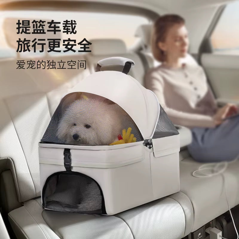 Lightweight Foldable Pet Cart for Small to Medium Dogs - Detachable Dog Walking Cart and Cat Carrier for Outings