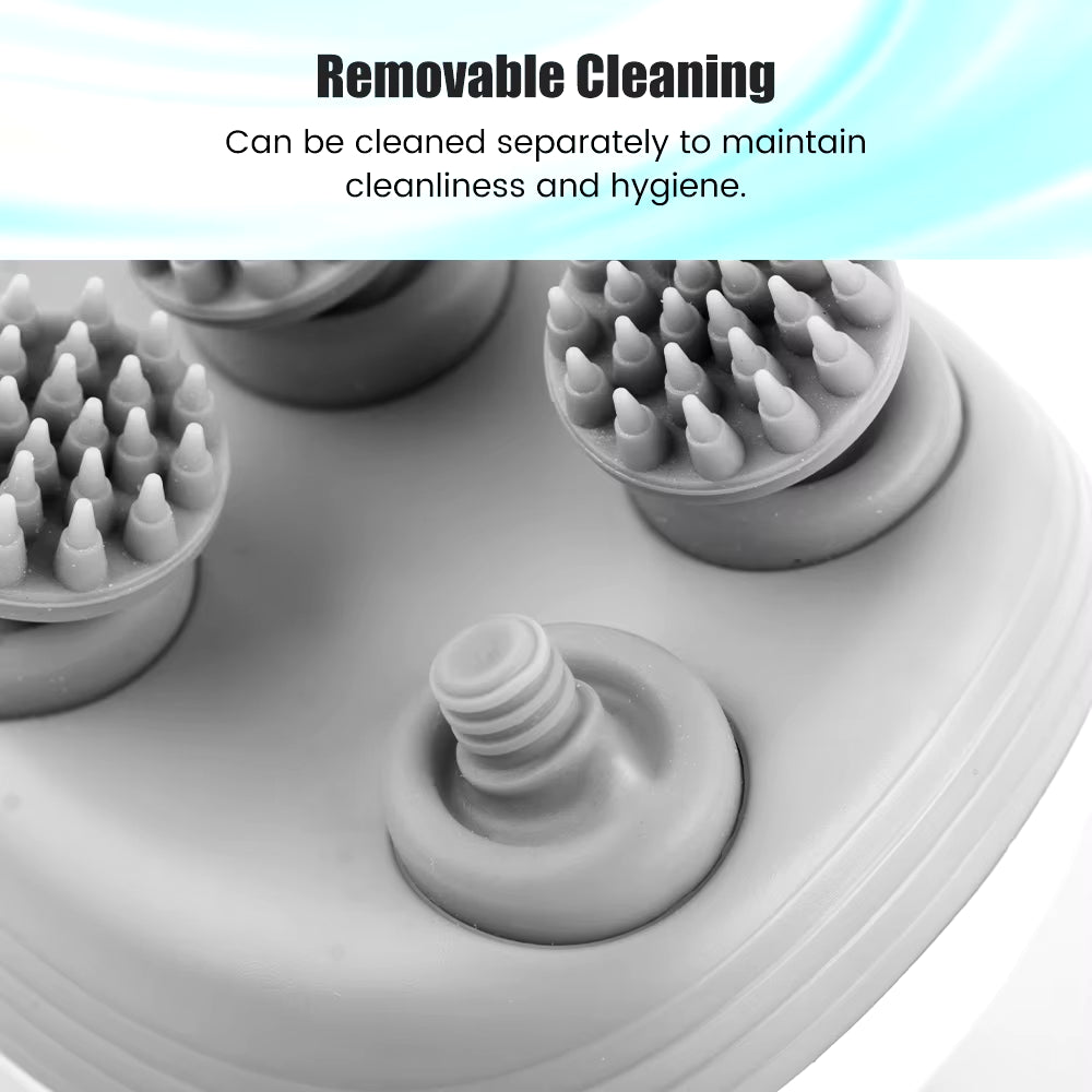 Pet Massager for Dogs and Cats, Electric With 4 Rotatable Massage Heads, Three Modes - White