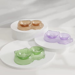 Cat Food Bowl - Pet Double Bowl Set, Anti-Spill Dog & Cat Feeding Bowls, Non-Slip Pet Food & Water Bowls,