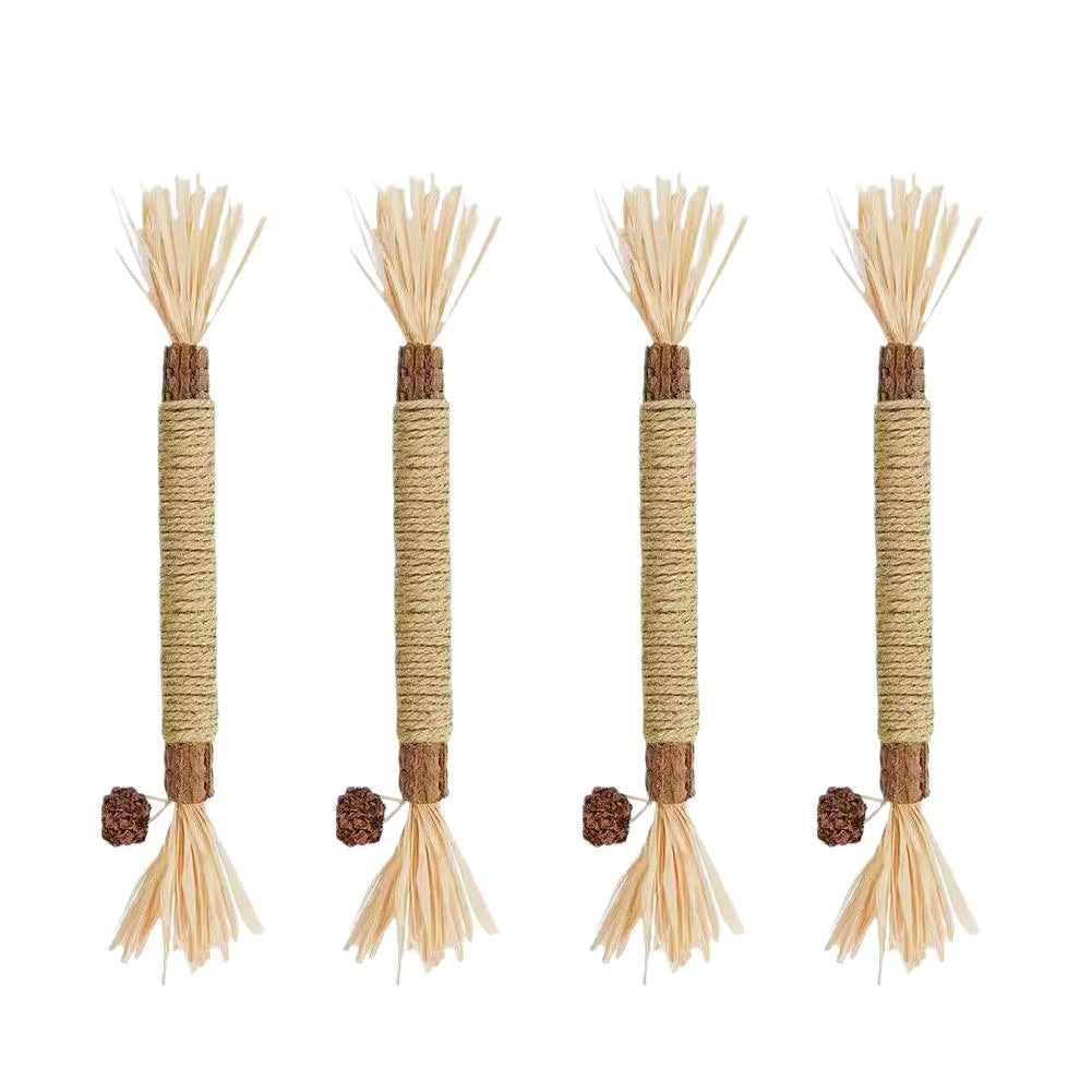 4PCS Natural Teeth Chew Stick Cats Toy Cleaning 