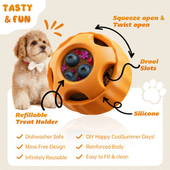 Interactive Frozen Dog Treat Toy and Silicone Mold Set - No-Mess Screw-Open Refillable Rubber Pupsicle Puzzle for Summer Cooling, Anxiety Relief, and Mental Enrichment