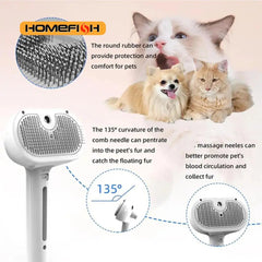 2-in-1 Nano Spray Pet Grooming Brush - Electric Steamy Brush for Dogs & Cats - Anti-Flying Fur & Deshedding Tool