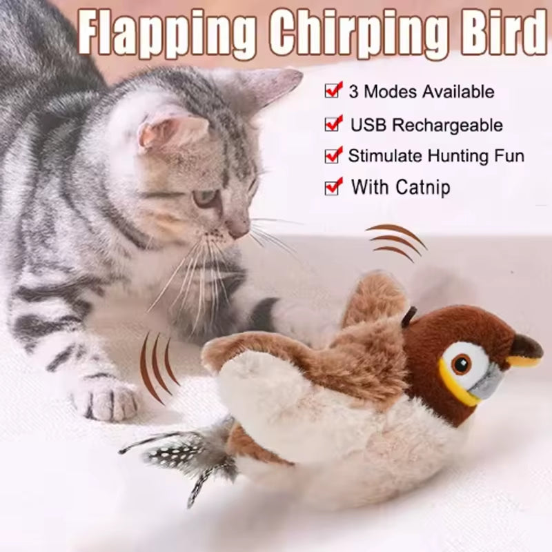 Hot Simulated Bird Cat Toy Interactive Toys Dog Rechargeable Chirping Flapping Bird(No Flying) Touch Activated Plush Pet Toy