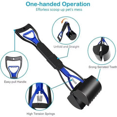 Dog Poop Grabber Pooper Scooper Long Handle Large Folding Design Fecal Shovel Picker Fecal Collector Cleaning Tool Pet Suppl Dog
