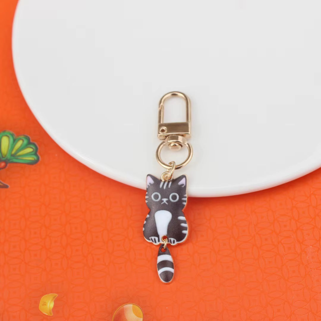 Elegant Keycat Valentine Keychain - Charming Small Animal Metal Keyring and Bag Pendant Gift