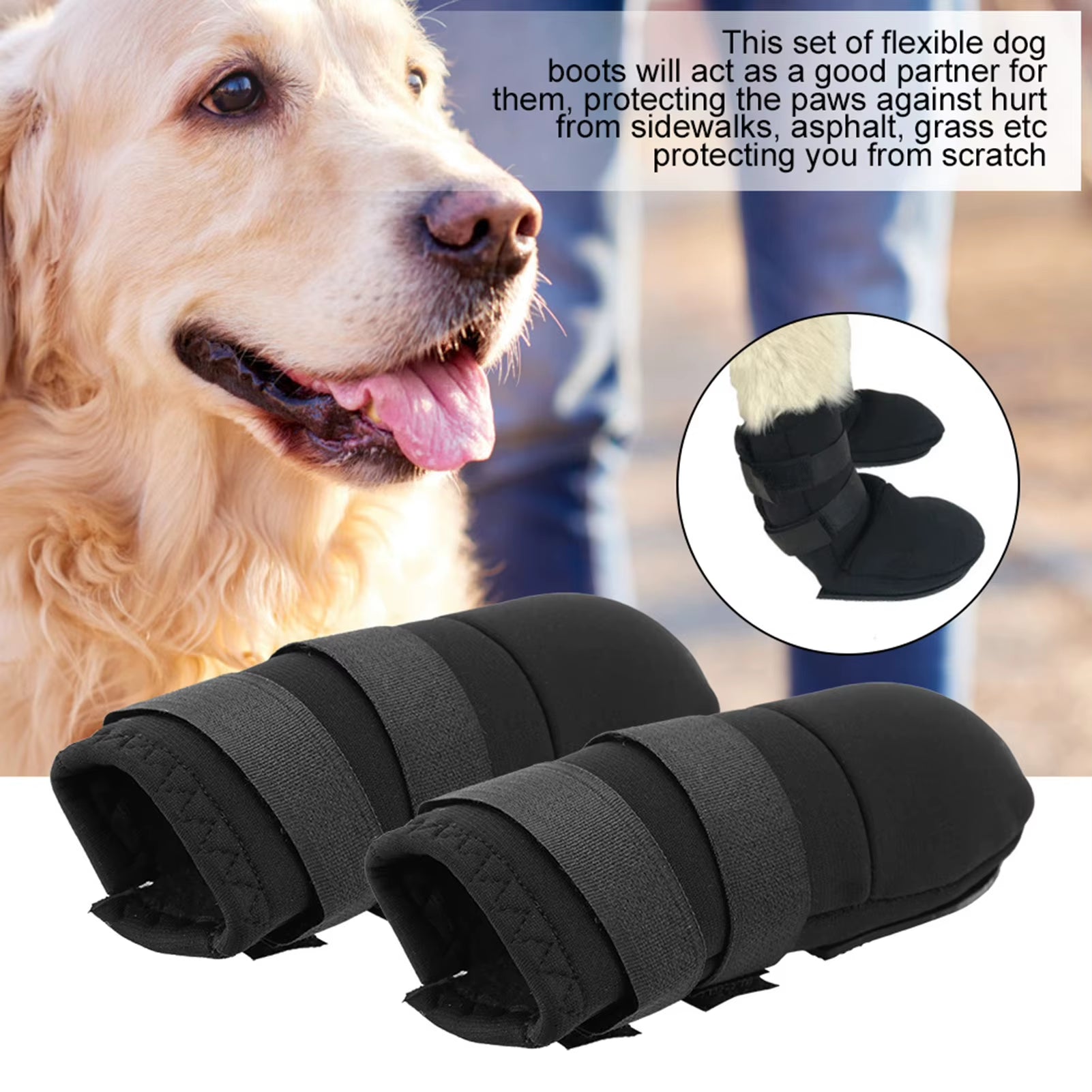 2Pcs Boots For Different Size Dogs With Adjustable Straps