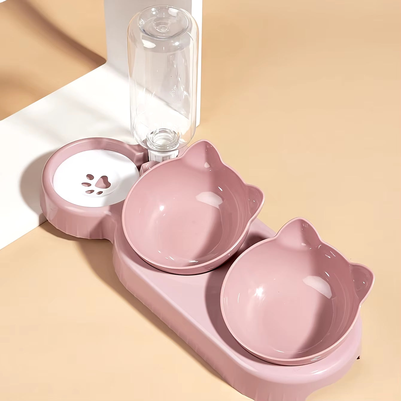 Pet Bowls with Water Feeder - 3 in 1 Ear Shaped Design