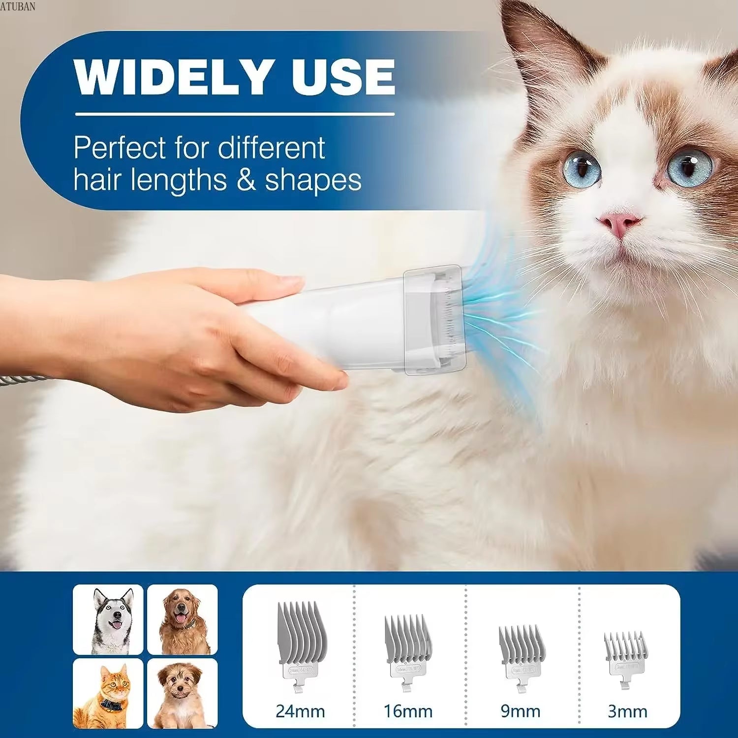 Professional Dog Grooming Vacuum and Pet Grooming Kit with 2.3L Capacity for Efficient Pet Hair Removal