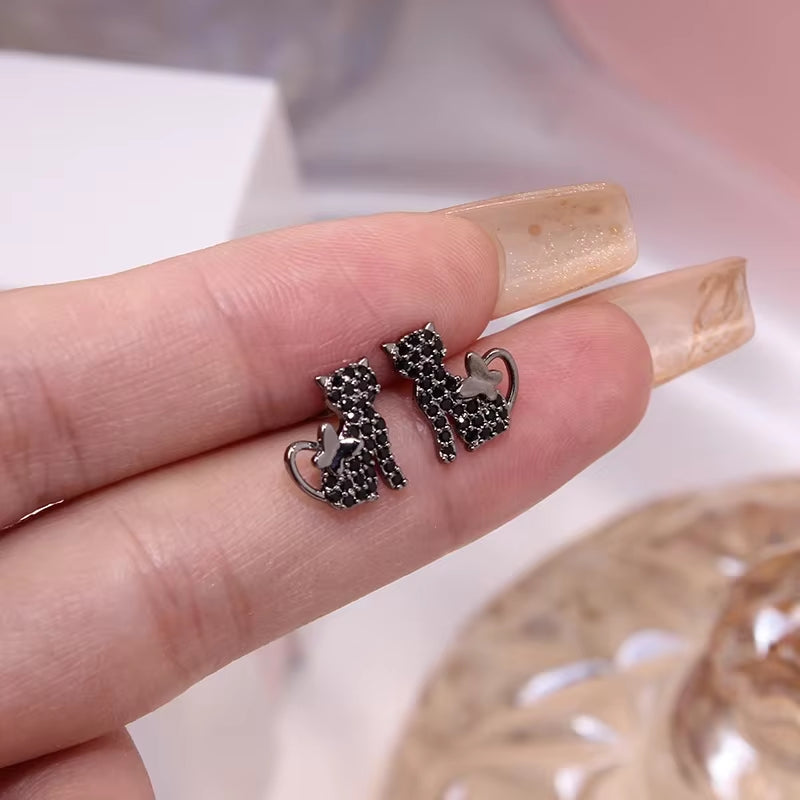 Sparkly Stud Cute Kitty Earrings