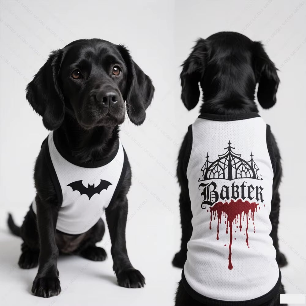 Pet Dog Clothing Gothic Style Dog Vest Sleeveless Cool and Breathable Essential Summer Pet Clothing Soccer Trend