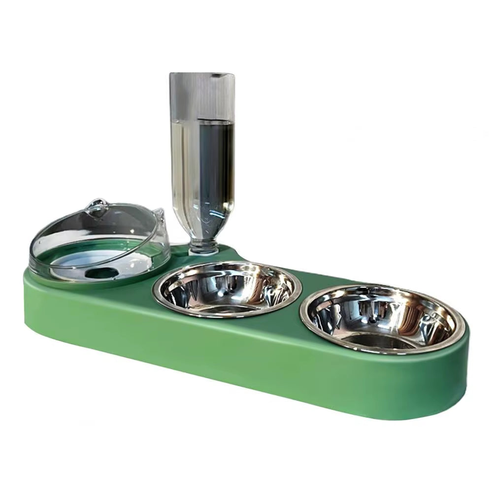 High-Capacity Pet Feeder Bowl Set with Beveled Mouth Automatic Drinking Water Splash-Proof