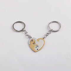 Cute Cat Keychain Stainless Steel 