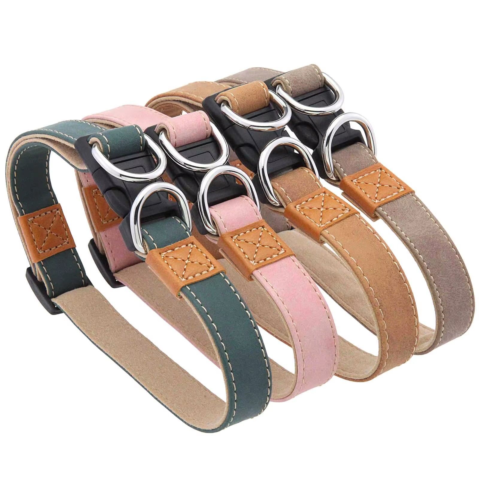 Retro PU Leather Pet Collar with Double Metal D-Ring Design and Precision Sewing Suitable for Large and Medium Dogs Pet Supplies
