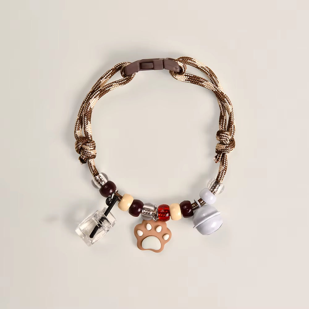 Pet Beaded Necklace Accessories, Skin-Friendly Rope Neck Collar, Dog and Cat Bell Collar to Prevent Getting Lost
