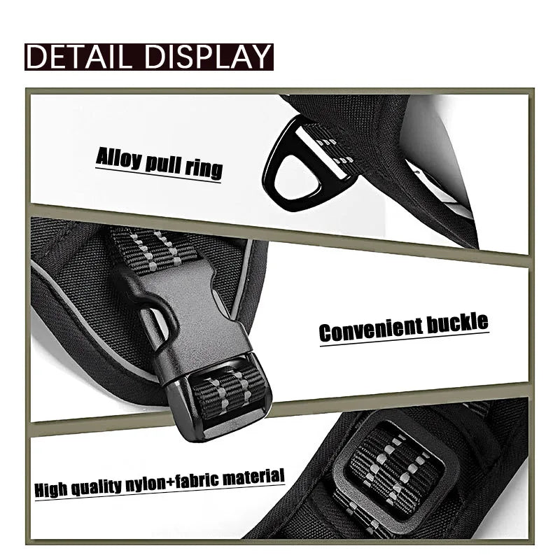 Tactical Large Dog Harness & Leash Set - Explosion-Proof Traction Control Strap - Heavy-Duty Nylon Pet Chest Harness for Training