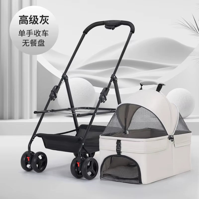 Lightweight Foldable Pet Cart for Small to Medium Dogs - Detachable Dog Walking Cart and Cat Carrier for Outings