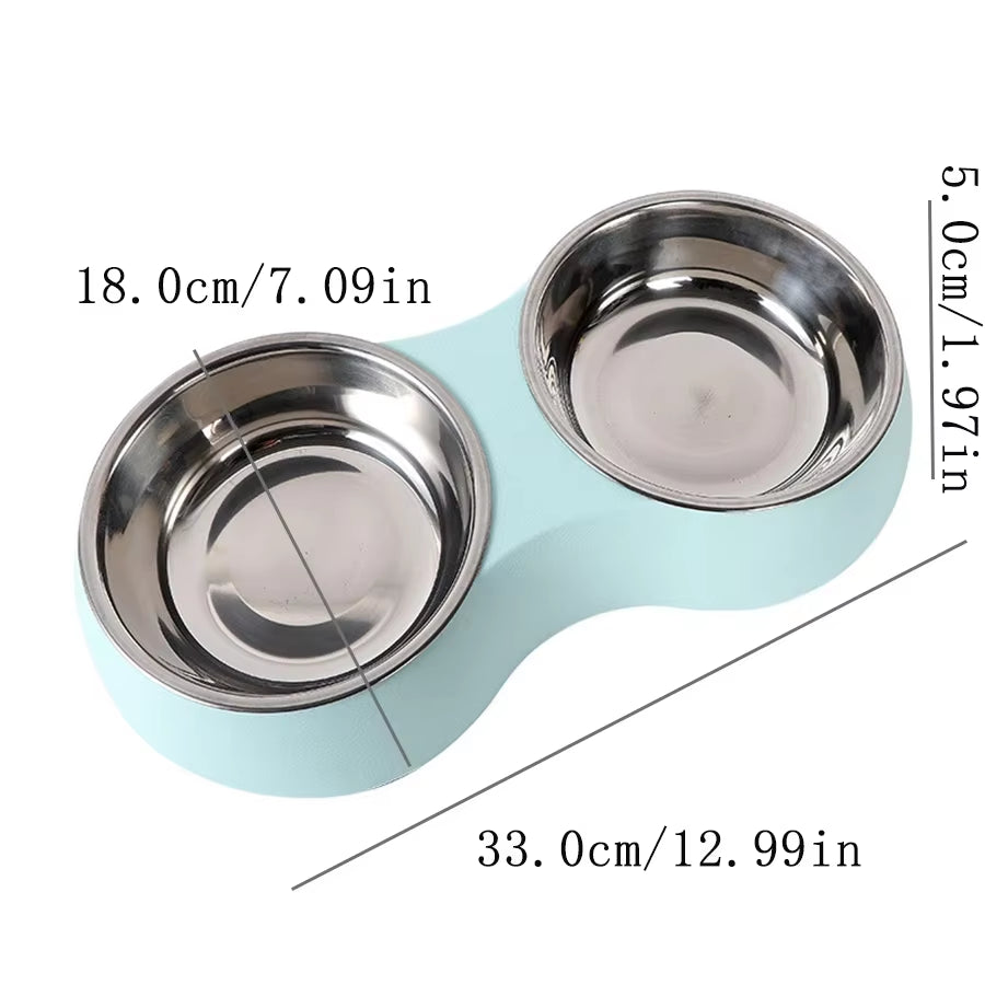 Double Bowls Stainless Steel Pet Feeder Dish Drinking Water Food Tray Cat Puppy Feeding Supplies 2025 New