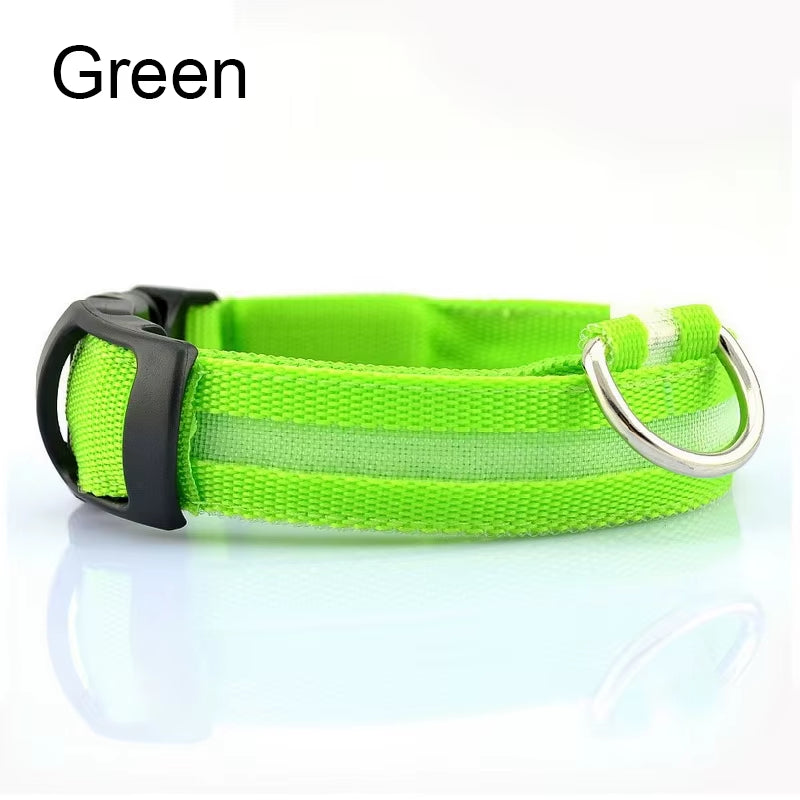 Reflective Nylon LED Pet Dog Collar Safety Night Walking Flashing Glow in the Dark Pet Luminous Dog Accessories Collar