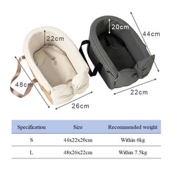 Portable Dog Car Seat – Travel Transport Bag for Cats & Small Dogs, Central Car Seat Bed with Cute Bow Design