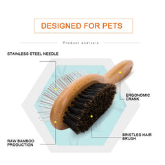 Pet Double-Sided Brush Comb Stainless Steel Needle Bristles Hair Brush Grooming Competition Vacation Cat Dog TLK23131