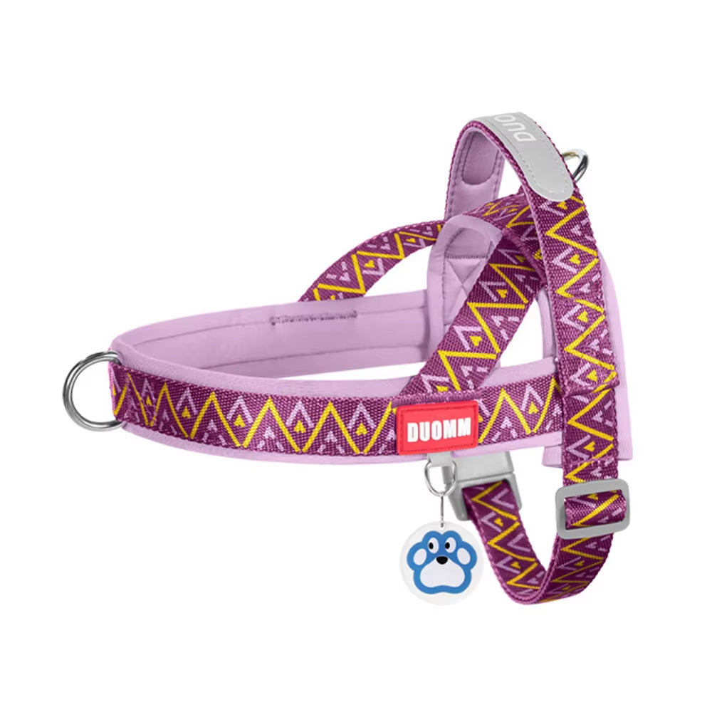 Dog Harness Fashion Printed Saddle, Soft Adjustable No-Pull Padded Vest with Handle for Pet All Breeds