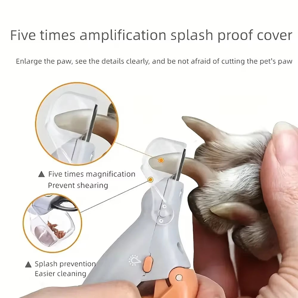 LED Pet Nail Clippers with Dual-Sided 5X Magnification for Cats and Dogs - Effortless Nail Trimming Solution