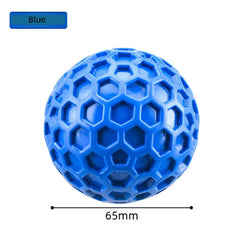 Tough Natural Rubber Squeaky Dog Ball - Indestructible Beef-Flavored Honeycomb Hexagonal Chew Toy for Aggressive Chewers and Dental Health