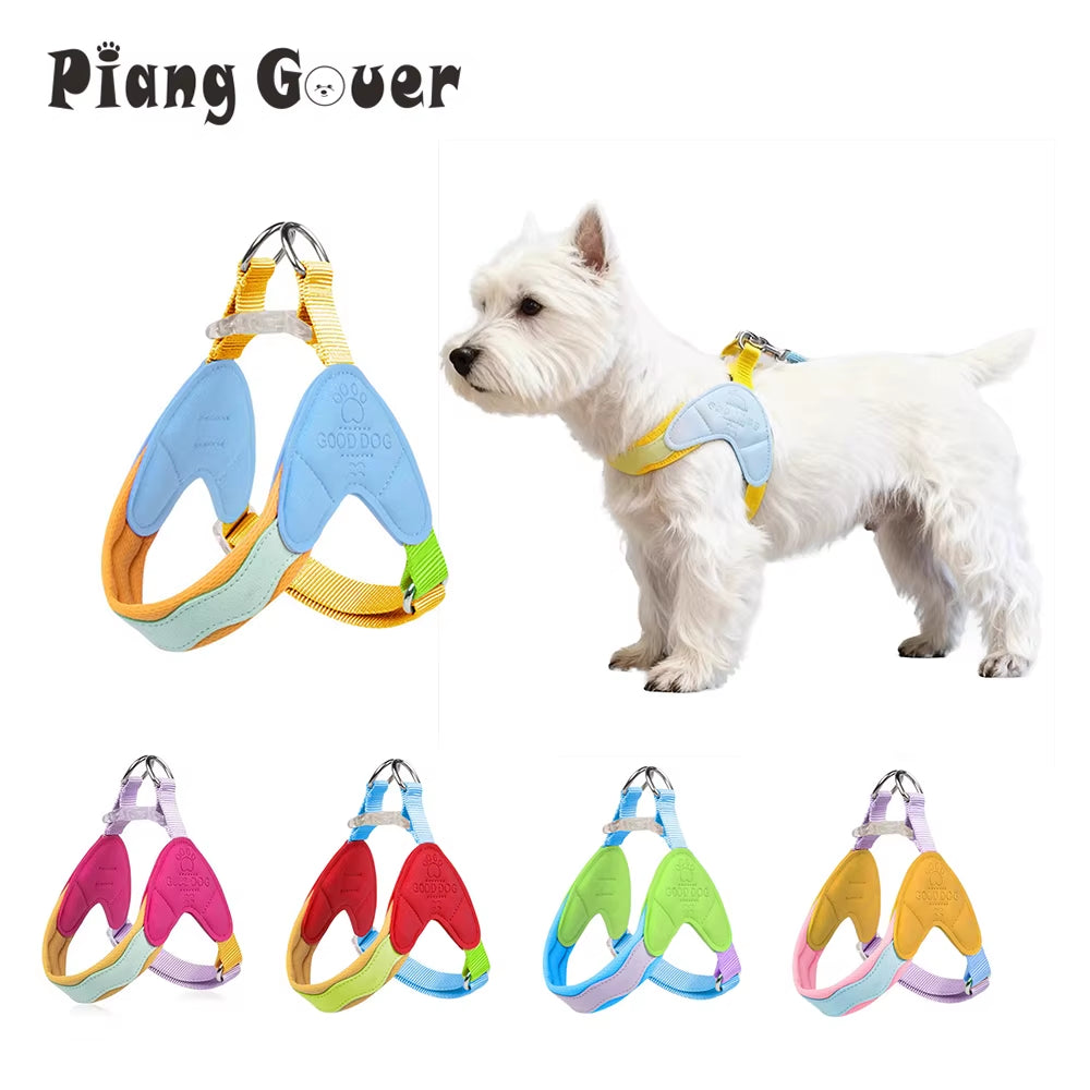 Y-Shaped Dog Harness for Small Dogs Shiba Inu Puppy Chest Straps Macaron Color Matching Pet Harness Outdoor Products