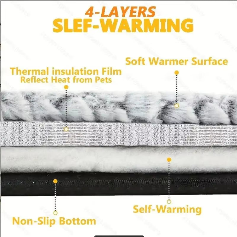 Pet Quick Warm up Snowflake Fleece Material Bed - Washable