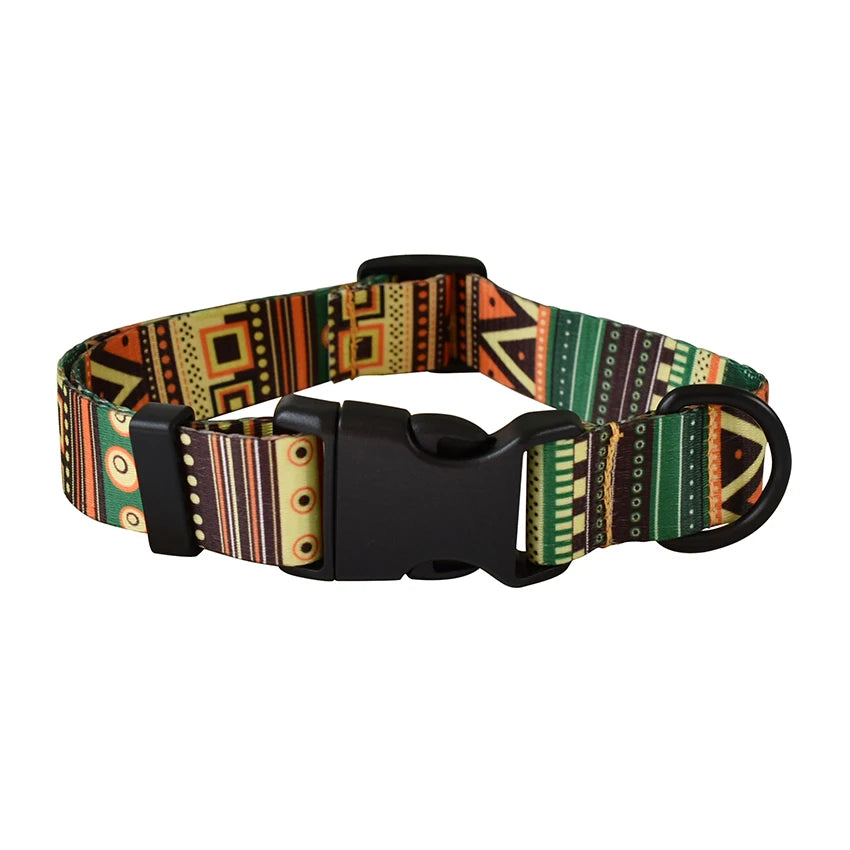 15 Kinds of Color Nylon Printed Dog Collar Adjustable Collar for Dogs Pet Products Custom Engraved Nameplate Pet Supplies