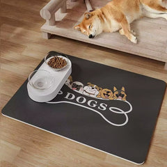 Non-Slip Cat Pattern Pet Feeding Mat - Waterproof Leakproof Dog and Cat Food Placemat - Portable Easy-to-Clean Outdoor Pet Food Pad