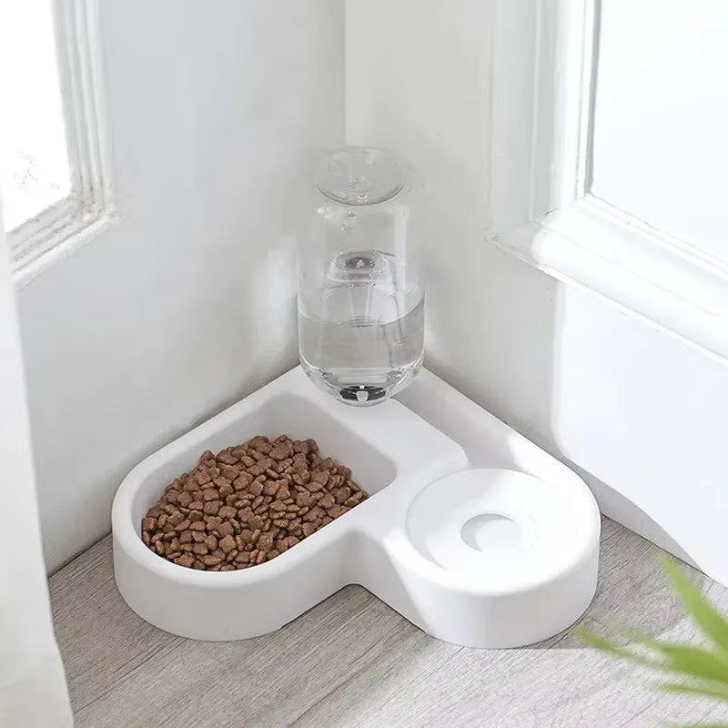 Love Heart Automatic Pet Feeder and Waterer - 2-in-1 Moisture-Proof Food Bowl and Water Dispenser for Cats and Dogs