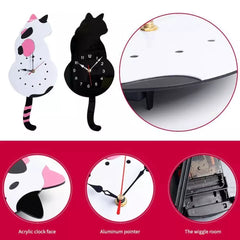 Creative Wagging Tail Cat Wall Clock – Silent Quartz Acrylic Clock for Home & Kitchen Decoration