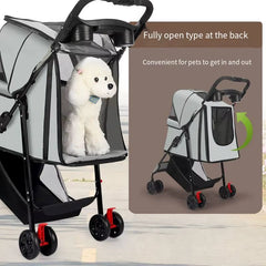 High Quality Pet Stroller Teddy Cat and Dog Stroller Small Lightweight Foldable Outdoor Stroller Suitable for Outdoor Activities