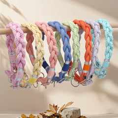 Braid Twisted Design Collar for Dog Strong Solid with Reflective Effect Pet Collars Sky Blue and Pink Colors New Training Collar