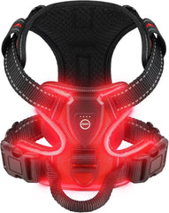 Led Luminous Dog Harness No Pull Adjustable Rechargeable Pet Vest Harness Small Medium Large Dogs Outdoor Walking Pet Supplies