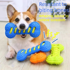 Indestructible Squeaky Rubber Bone Dog Chew Toy - High-Thickness Food-Grade TPR Teething Toy and Dental Care Massager for Puppies, Small, and Medium Dogs