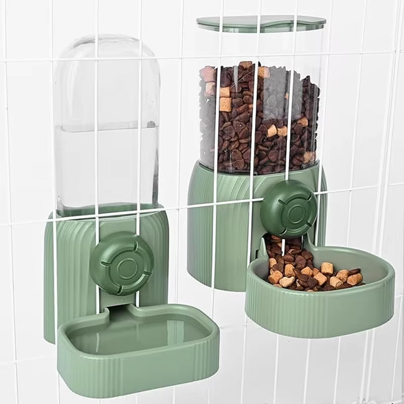 Hanging Automatic Pet Feeder & Waterer Set - Gravity Station for Cages