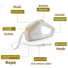 5M Automatic Retractable Dog and Cat Leash - Tangle-Free Extending Walking Lead with Quick-Lock Brake System and Ergonomic Anti-Slip Handle for Pets