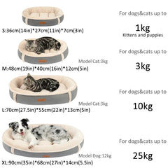 Suede Velvet Dog Bed – Soft PP Cotton Sleeping Mat with Raised Pillow & Anti-Slip Bottom