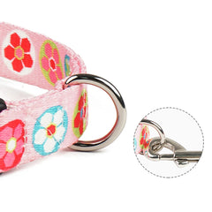 Polyester Printed Dog Leash and Collar Set - Adjustable Thermal Transfer Pet Collar with 120cm Matching Walking Lead for Small to Medium Dogs and Cats