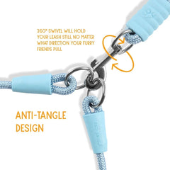 2-in-1 Multifunction Hands-Free Double Dog Leash - Adjustable Dual Splitter, 360° No-Tangle Swivel, and Padded Handle for Small to Medium Dogs Under 40lbs