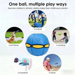 Interactive Dog Flying Disc Ball Toy with LED Lights, Collapsible Flying Saucer Ball for Outdoor Fetch, Dog Training & Exercise Toy