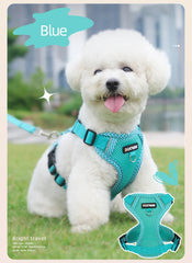 Breathable Summer Mesh Dog Harness and Leash Set - Soft Step-In Escape Proof Puppy Vest for Small Dogs, Teddy, Bichon Frise, and Cats