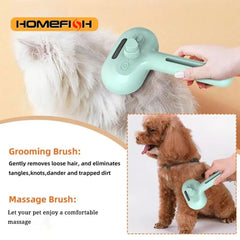 2-in-1 Nano Spray Pet Grooming Brush - Electric Steamy Brush for Dogs & Cats - Anti-Flying Fur & Deshedding Tool