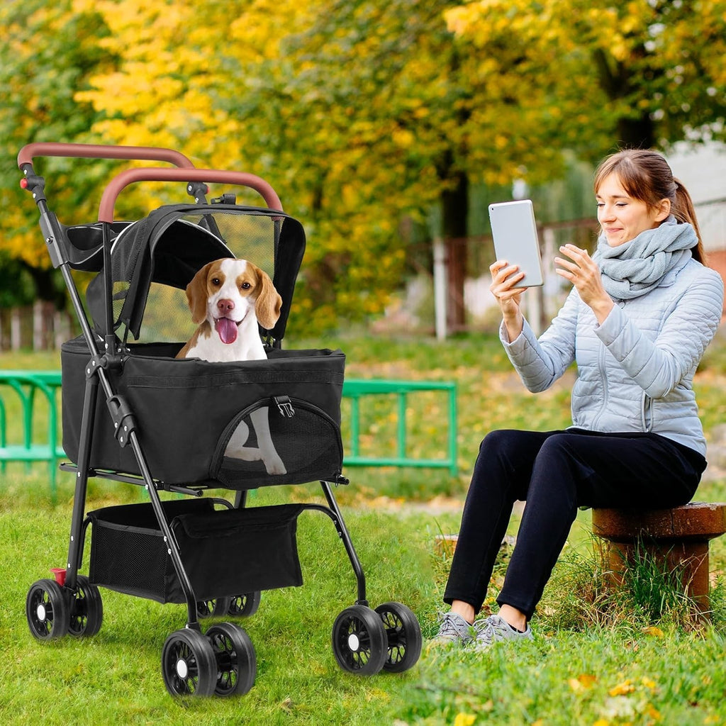 3 in 1 Folding Dog Stroller, Pet Stroller for Small/Medium Dogs, Cat Stroller W/