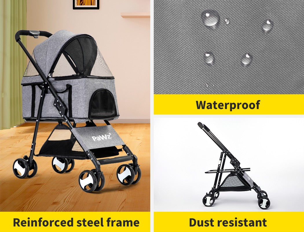 Pawz Pet Stroller Dog Cat Travel Carrier Bicycle Trailer Pram Foldable Pushchair