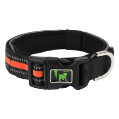 Nylon Padded Dog Collar Soft Adjustable Reflective Pet Collars for Small Medium Large Dogs Training Dog Collar,Black/Orange/Blue